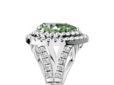 White gold Fancy Green Pear Cut Diamond Double Halo Ring with Split Shank and Prong Setting_32