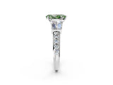 White gold Fancy Green Pear Cut Diamond Engagement Ring with Baguette Side Stones and Channel Set Band_34
