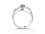 White gold Fancy Green Pear Cut Diamond Engagement Ring with Baguette Side Stones and Channel Set Band_35