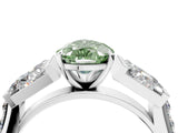 White gold Fancy Green Pear Cut Diamond Engagement Ring with Baguette Side Stones and Channel Set Band_36