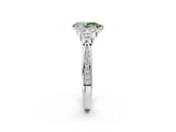 White gold Fancy Green Pear  Cut Diamond Engagement Ring with Bezel Set Round Side Stones and Prong Setting_51