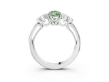 White gold Fancy Green Pear  Cut Diamond Engagement Ring with Bezel Set Round Side Stones and Prong Setting_52