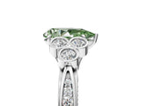 White gold Fancy Green Pear  Cut Diamond Engagement Ring with Bezel Set Round Side Stones and Prong Setting_54