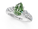 White gold Fancy Green Pear  Cut Diamond Engagement Ring with Pavé Band and Four-Prong Setting_4