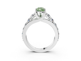 White gold Fancy Green Pear  Cut Diamond Engagement Ring with Pavé Band and Four-Prong Setting_6