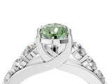 White gold Fancy Green Pear  Cut Diamond Engagement Ring with Pavé Band and Four-Prong Setting_7