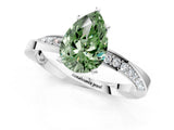 White gold Fancy Green Pear Cut Diamond Engagement Ring with Side Stone Accents and Four-Prong Setting_49