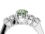 White gold Fancy Green Pear  Cut Diamond Five-Stone Prong Set White Gold Ring_36