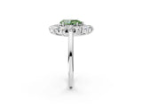 White gold Fancy Green Pear Cut Diamond Floral Double Halo Engagement Ring with Prong Setting_14