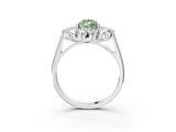 White gold Fancy Green Pear Cut Diamond Floral Double Halo Engagement Ring with Prong Setting_15