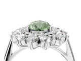White gold Fancy Green Pear Cut Diamond Floral Double Halo Engagement Ring with Prong Setting_16