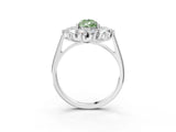 White gold Fancy Green Pear Cut Diamond Floral Double Halo Engagement Ring with Prong Setting_39