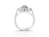 White gold Fancy Green Pear Cut Diamond Floral Double Halo Engagement Ring with Prong Setting_87