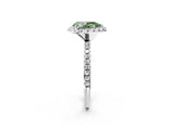 White gold Fancy Green Pear  Cut Diamond Floral Halo Engagement Ring with Pavé Band and Prong Setting_51