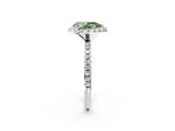 White gold Fancy Green Pear  Cut Diamond Floral Halo Engagement Ring with Pavé Band and Prong Setting_57