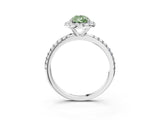 White gold Fancy Green Pear  Cut Diamond Floral Halo Engagement Ring with Pavé Band and Prong Setting_76