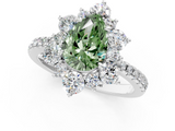 White gold Fancy Green Pear  Cut Diamond Floral Halo Pave Band with Prong Setting_38