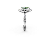 White gold Fancy Green Pear  Cut Diamond Floral Halo Pave Band with Prong Setting_39