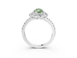 White gold Fancy Green Pear  Cut Diamond Floral Halo Pave Band with Prong Setting_40