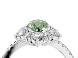 White gold Fancy Green Pear  Cut Diamond Floral Halo Pave Band with Prong Setting_41