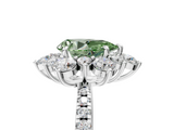White gold Fancy Green Pear  Cut Diamond Floral Halo Pave Band with Prong Setting_42