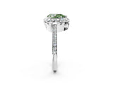 White gold Fancy Green Pear Cut Diamond Floral Halo Ring with Pavé Band and Prong Setting_9