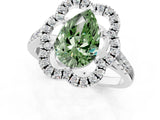 White gold Fancy Green Pear Cut Diamond Floral Halo Split Shank Prong Setting Ring_1