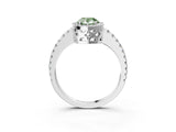 White gold Fancy Green Pear Cut Diamond Halo Engagement Ring with Pavé Band and Prong Setting_42