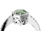 White gold Fancy Green Pear Cut Diamond Halo Engagement Ring with Pavé Band and Prong Setting_43