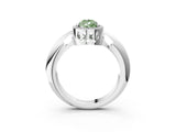 White gold Fancy Green Pear  Cut Diamond Halo Engagement Ring with Split Shank and Four-Prong Setting_93