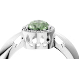 White gold Fancy Green Pear  Cut Diamond Halo Engagement Ring with Split Shank and Four-Prong Setting_94