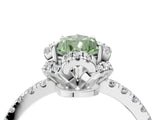 White gold Fancy Green Pear Cut Diamond Halo Pave Band with Four-Prong Setting_7