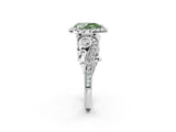 White gold Fancy Green Pear Cut Diamond Halo Ring with Milgrain Pavé Band and Four-Prong Setting_67
