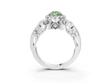 White gold Fancy Green Pear Cut Diamond Halo Ring with Milgrain Pavé Band and Four-Prong Setting_68