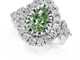 White gold Fancy Green Pear Cut Diamond Halo Ring with Pavé Band and Four-Prong Setting_80