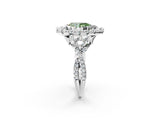 White gold Fancy Green Pear Cut Diamond Halo Ring with Pavé Band and Four-Prong Setting_80