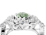 White gold Fancy Green Pear Cut Diamond Halo Ring with Pavé Band and Four-Prong Setting_82