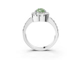 White gold Fancy Green Pear Cut Diamond Halo Ring with Pavé Band and Prong Setting_15