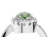 White gold Fancy Green Pear Cut Diamond Halo Ring with Pavé Band and Prong Setting_16