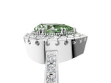 White gold Fancy Green Pear Cut Diamond Halo Ring with Pavé Band and Prong Setting_17