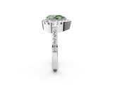White gold Fancy Green Pear Cut Diamond Halo Ring with Pavé Band and Prong Setting_2
