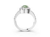 White gold Fancy Green Pear Cut Diamond Halo Ring with Pavé Band and Prong Setting_3