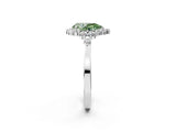White gold Fancy Green Pear Cut Diamond Halo Ring with Pear Side Stones and Prong Setting_93