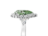 White gold Fancy Green Pear Cut Diamond Halo Ring with Pear Side Stones and Prong Setting_97