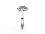 White gold Fancy Green Pear  Cut Diamond Halo Ring with Round Brilliant Halo and Solitaire Band_87