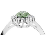 White gold Fancy Green Pear  Cut Diamond Halo Ring with Round Brilliant Halo and Solitaire Band_88