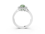 White gold Fancy Green Pear  Cut Diamond Halo Ring with Round Brilliant Halo and Solitaire Band_88