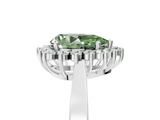 White gold Fancy Green Pear  Cut Diamond Halo Ring with Round Brilliant Halo and Solitaire Band_90