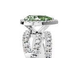 White gold Fancy Green Pear Cut Diamond Halo Ring with Round Split Shank and Prong Setting_68
