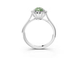White gold Fancy Green Pear  Cut Diamond Halo Ring with Solitaire Band and Prong Setting_56